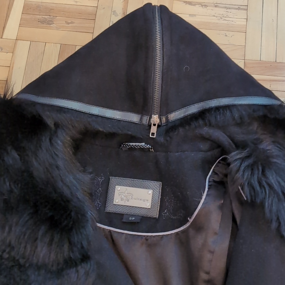 Mackage Cashmere Blend Coat With Lamb Fur And Leather Size S - Picture 12 of 13
